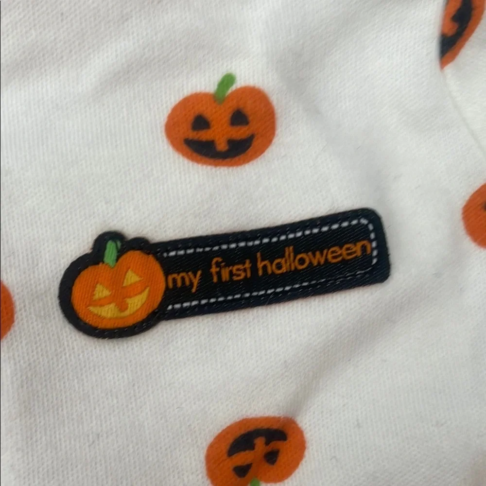 Carter's White and Orange Halloween Pumpkin Footie with matching Hat